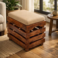 Wooden Storage Stool Cushion Seat