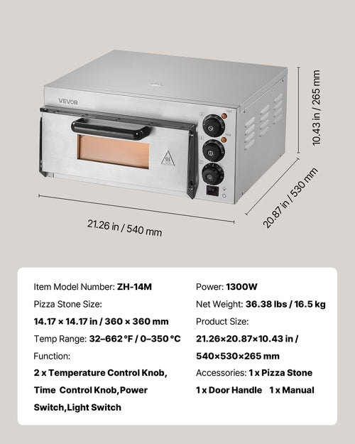 Commercial Countertop Pizza Oven Electric Pizza Oven for 35.56 cm